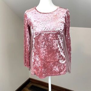 juicy couture girls pink crushed velvet velour long sleeve shirt size 12